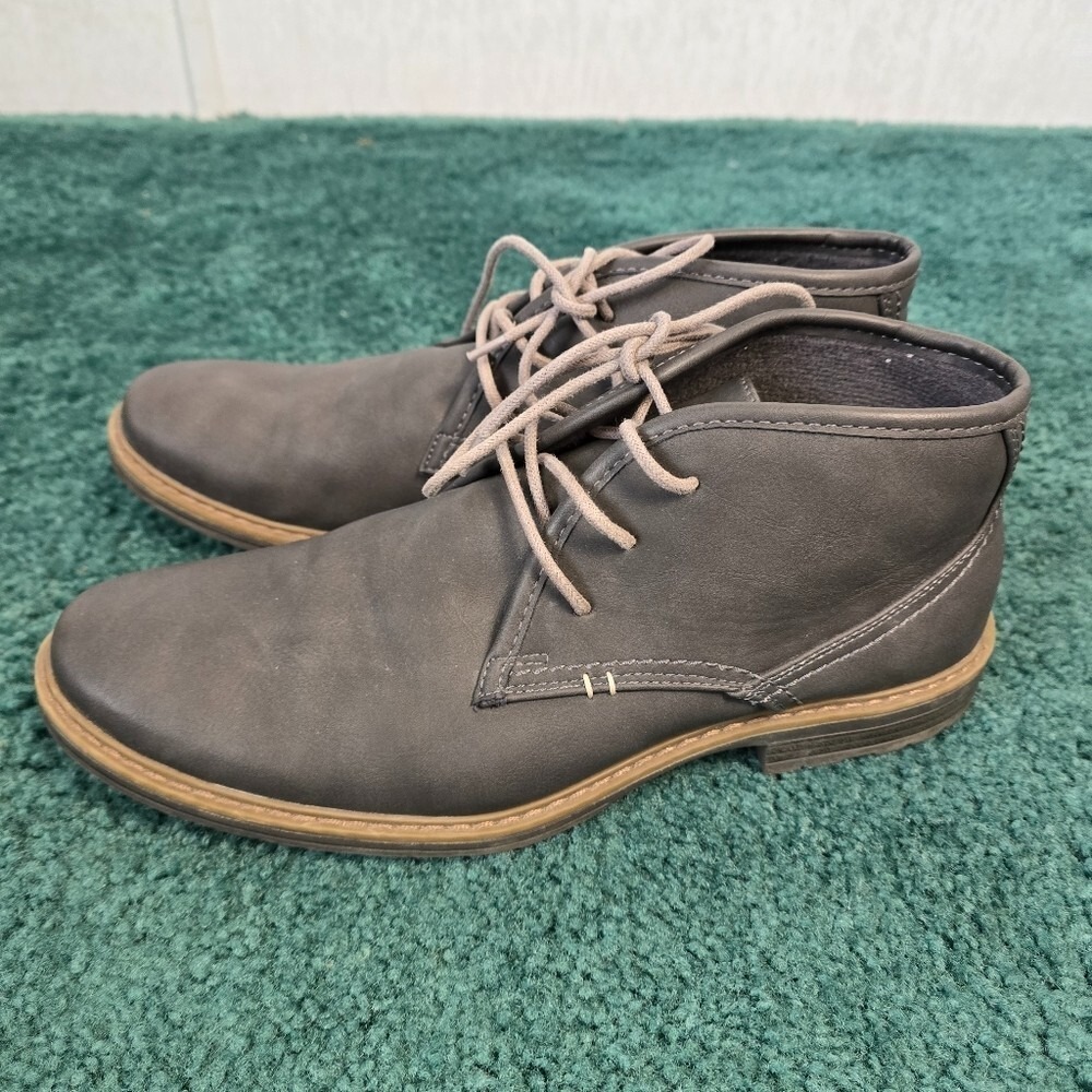 Varese Men's 10 Gobi II Chukka Boots Gray Faux Leather Lace Up GQ Office Career - Picture 3 of 8